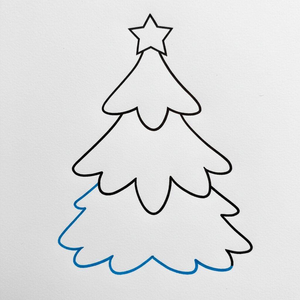 Cómo dibujar un árbol de Navidad paso a paso – Paso 3