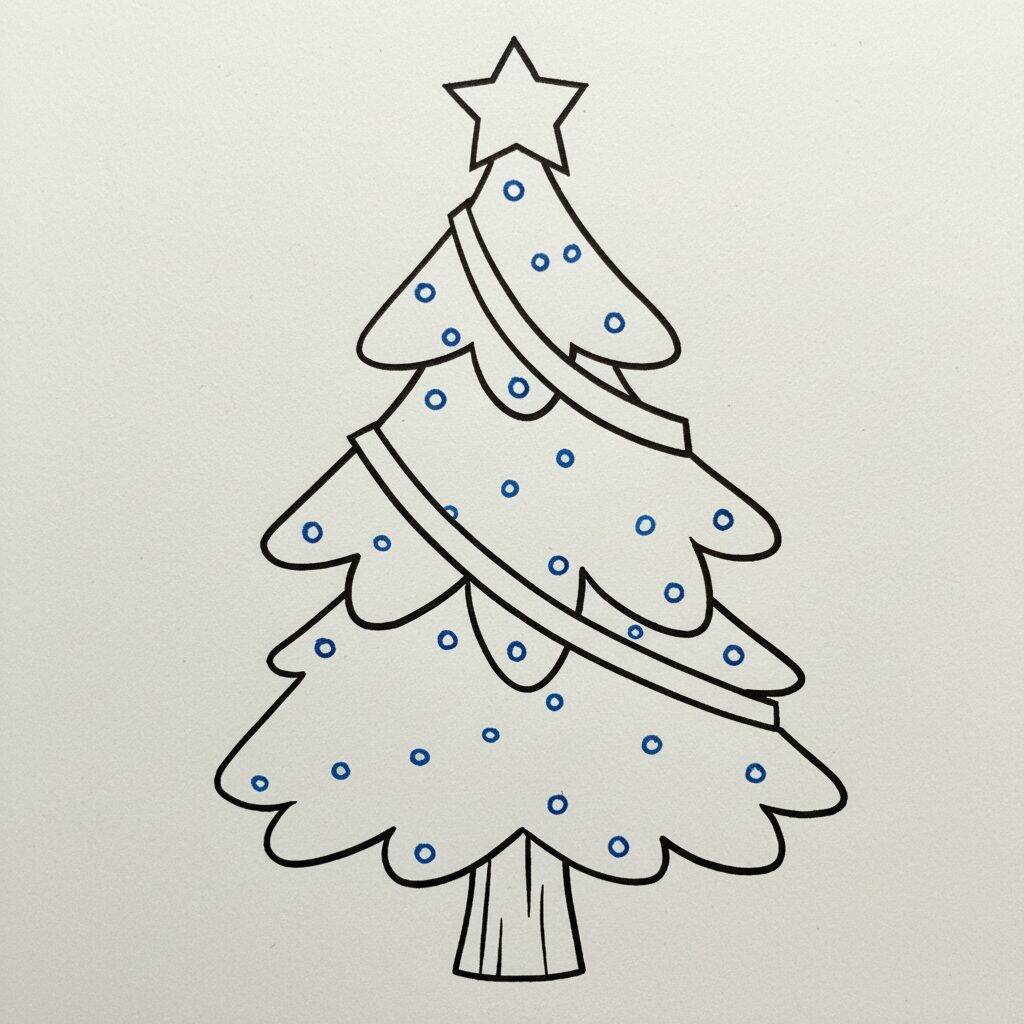 Cómo dibujar un árbol de Navidad paso a paso – Paso 5