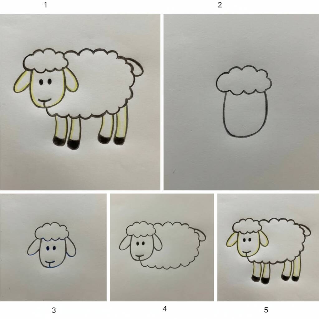 Como desenhar uma ovelha passo a passo fácil