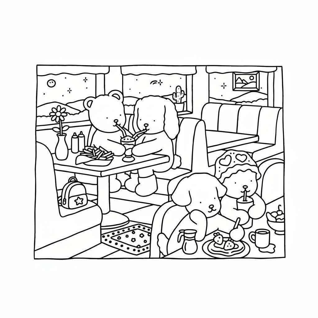 Desenho Bobbie Goods em uma cafeteria para colorir