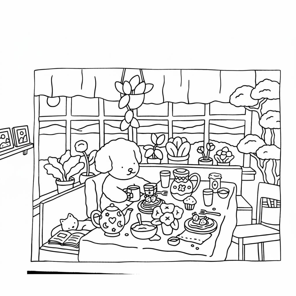 Desenho Bobbie Goods na mesa de chá para colorir