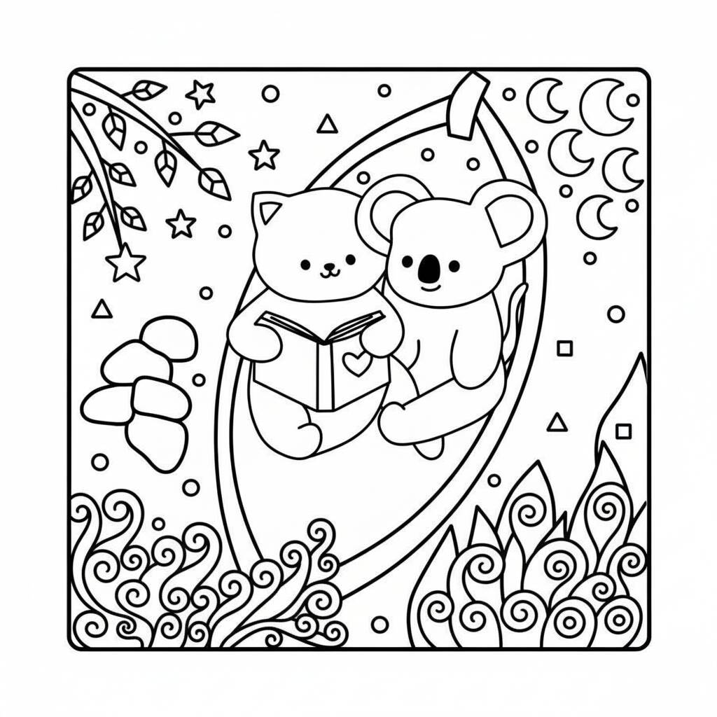 Desenho Cozy Friends na rede para colorir