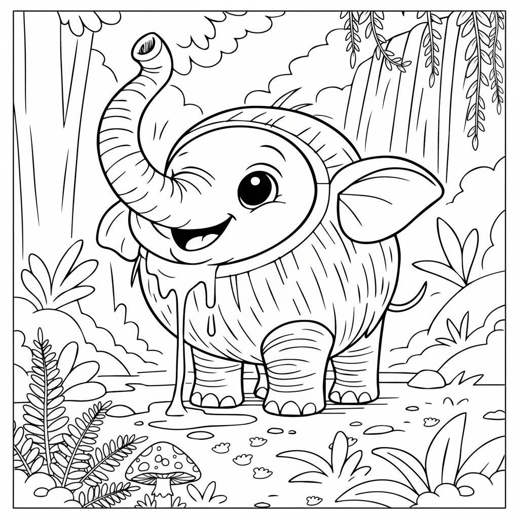 Desenho Elefante Divertido para Colorir - Tema Italian Brainrot