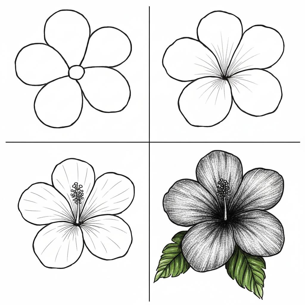 Desenho Flor de Hibisco para colorir