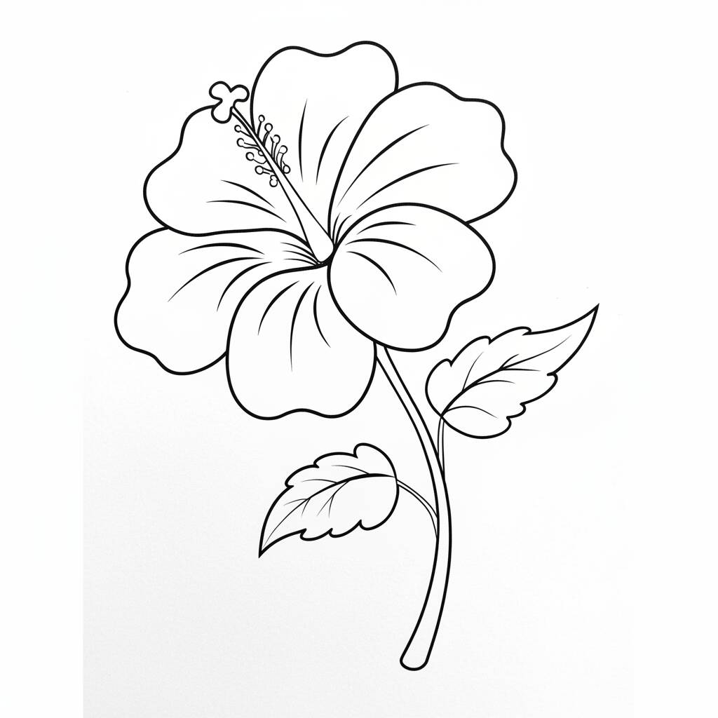 Desenho Flor de Hibisco para colorir