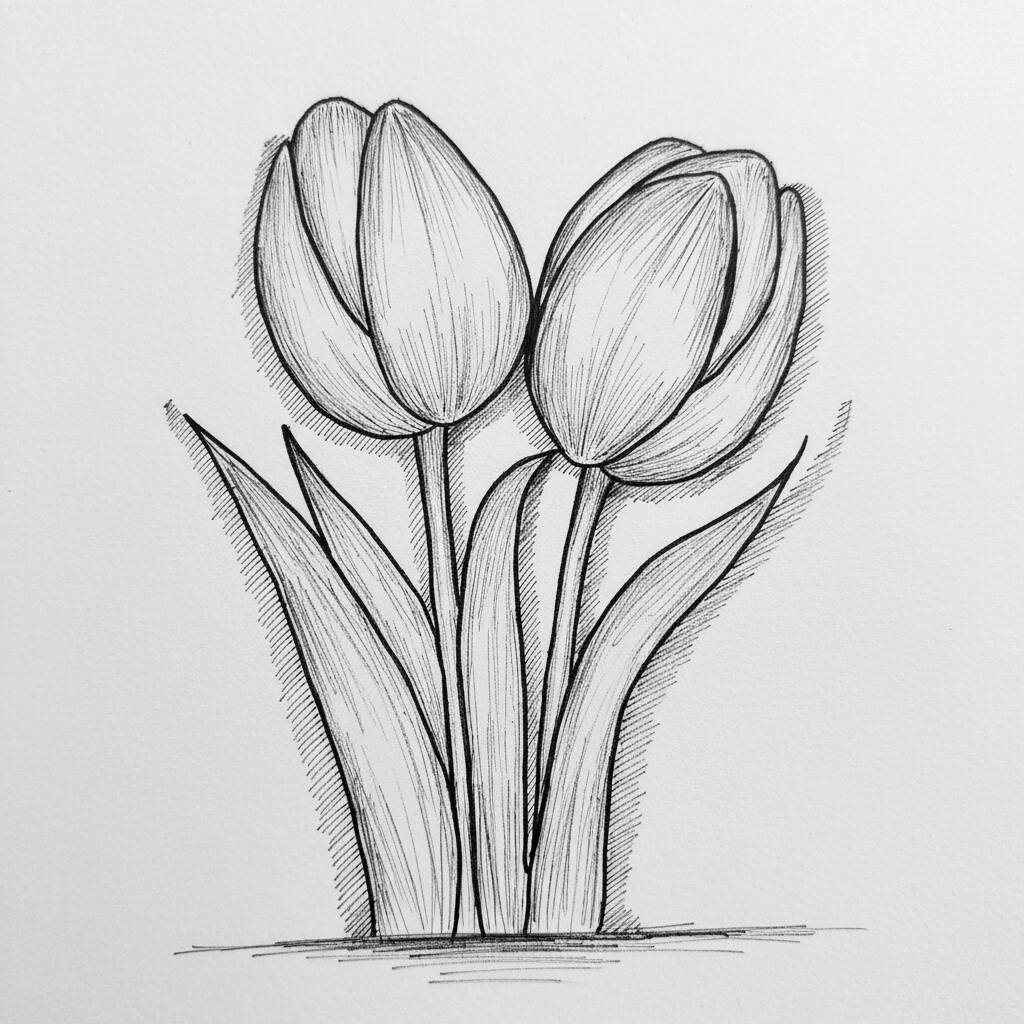 Dibujo de Flor de Tulipán para colorear