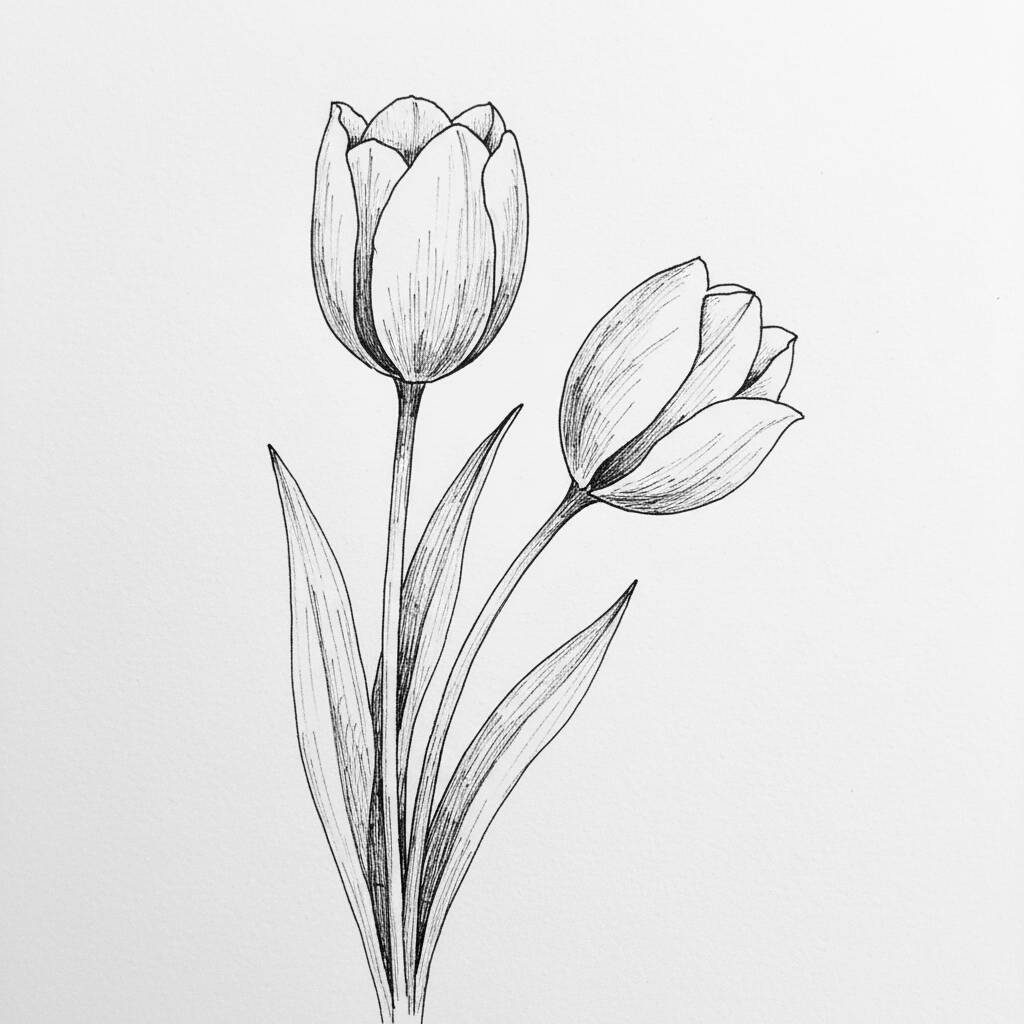 Dibujo de Flor de Tulipán para colorear