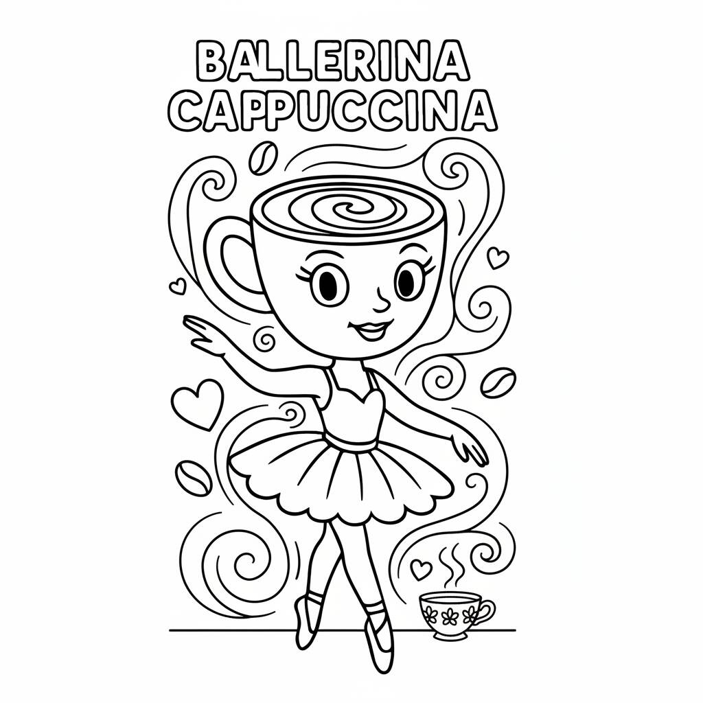 Desenho Italian Brainrot para colorir: Ballerina Cappuccina