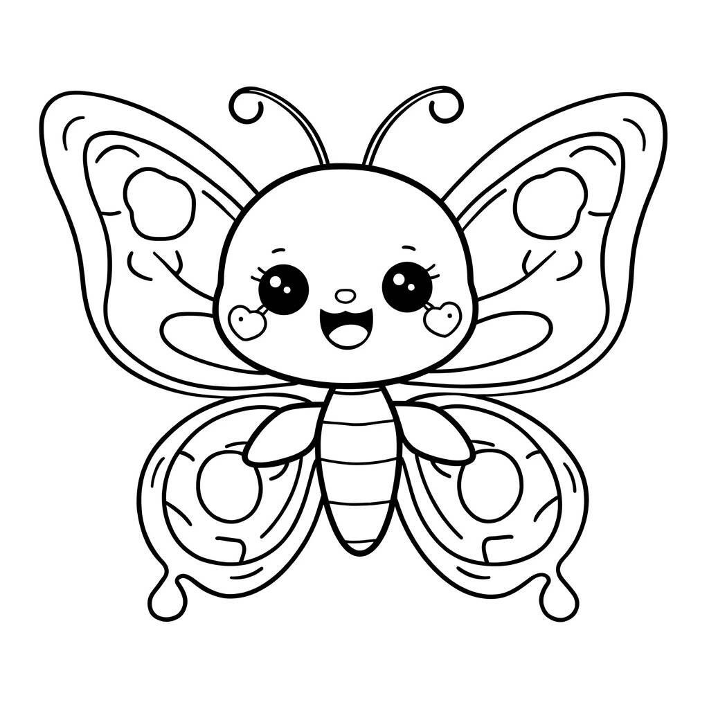 Desenho Kawaii de Borboleta para Colorir