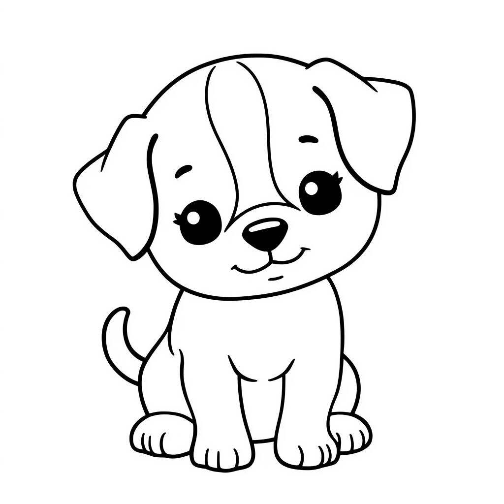 Página Para Colorear De Cachorros Kawaii