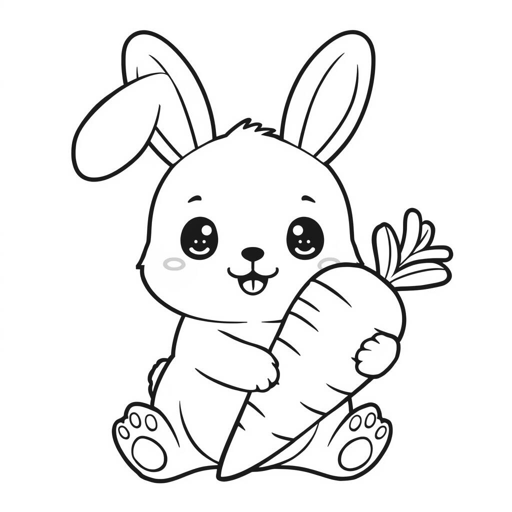 Desenho Kawaii de Coelho para Colorir