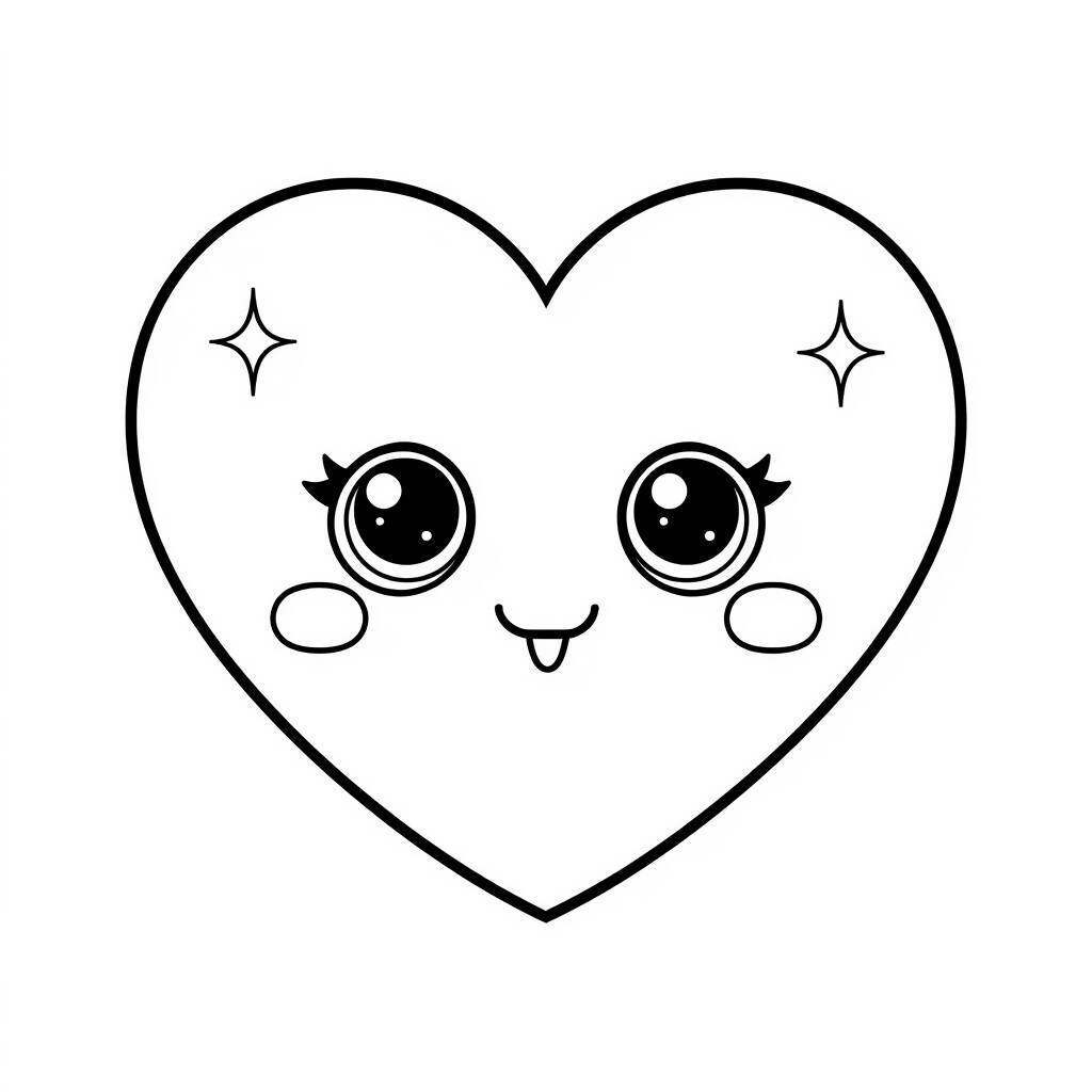 Kawaii Heart Coloring Page