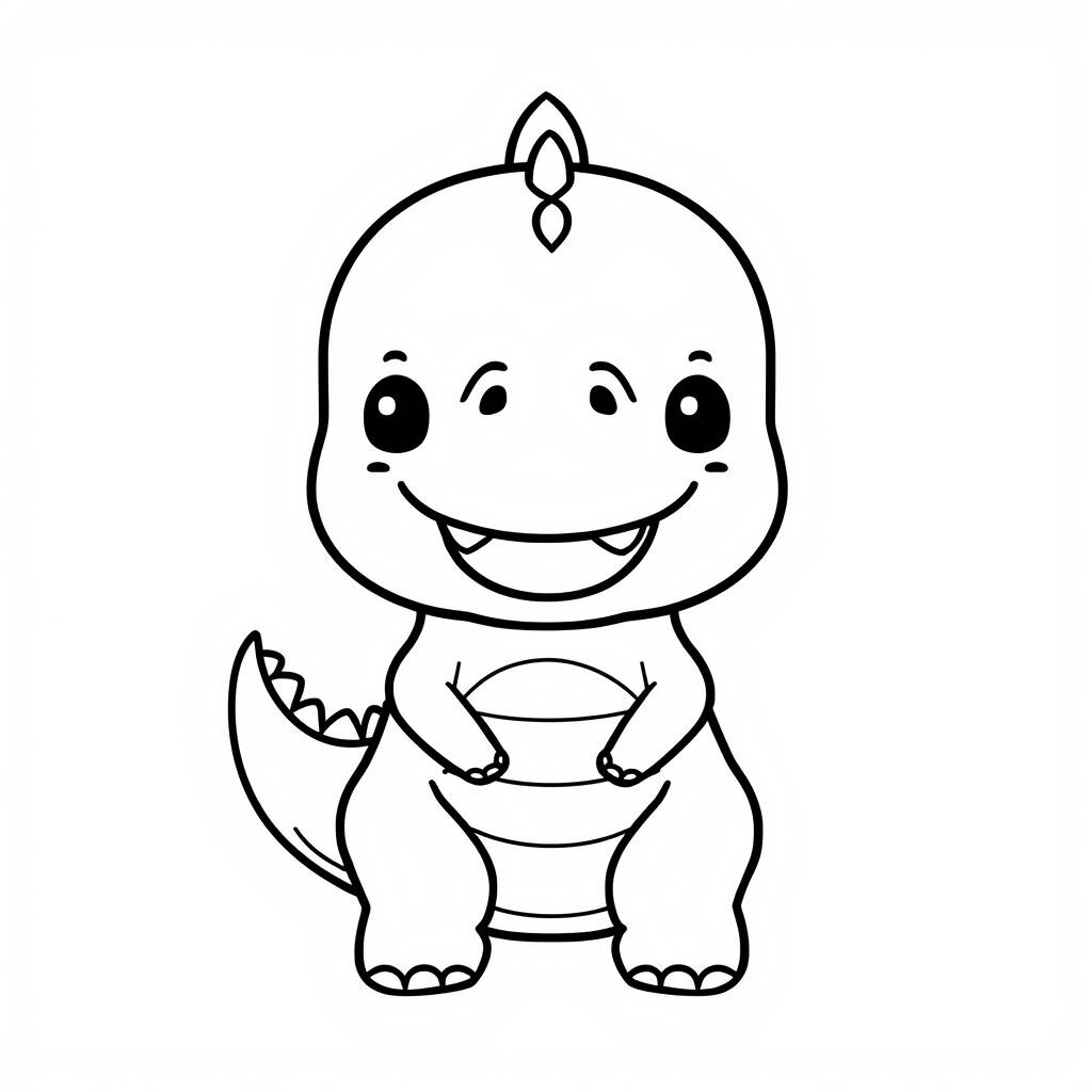 Página Para Colorear De Dinosaurios Kawaii