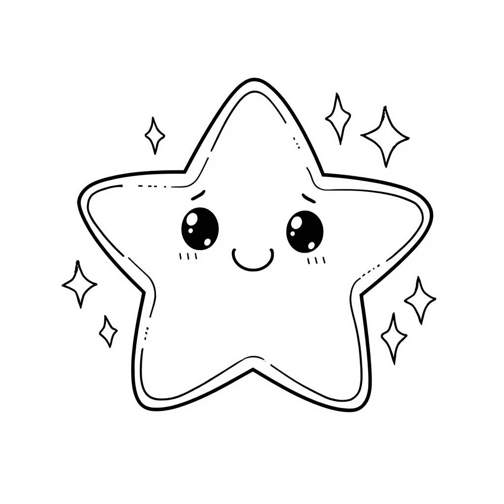 Kawaii Star Coloring Page