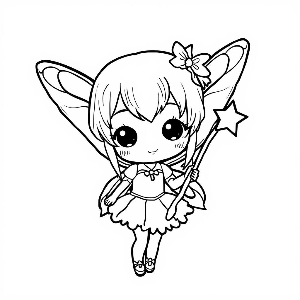 Desenho Kawaii de Fada para Colorir