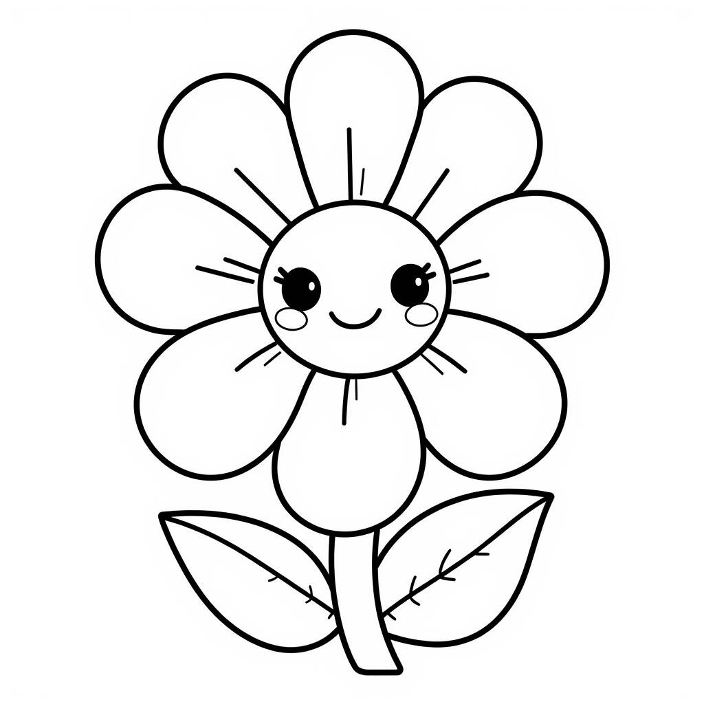 Desenho Kawaii de Flor para Colorir