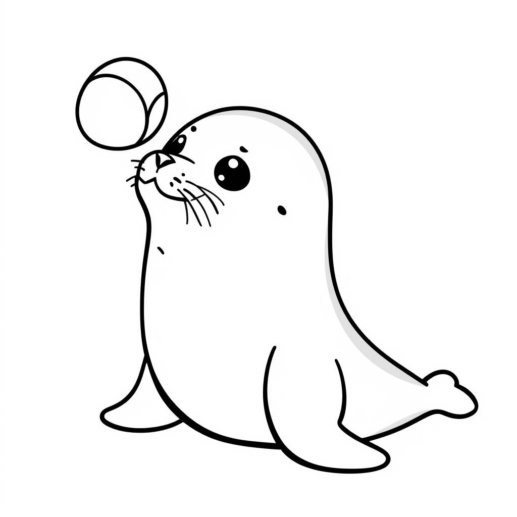 Desenho Kawaii de Foca para Colorir