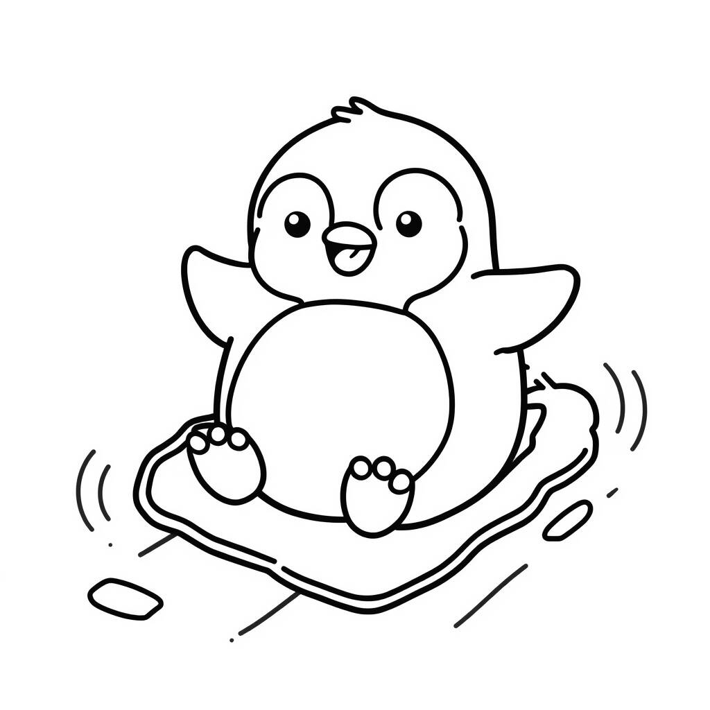 Desenho Kawaii de Pinguim para Colorir