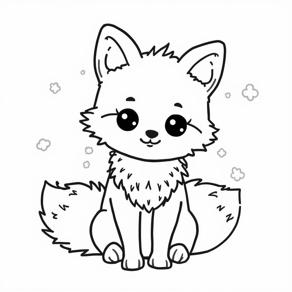 Desenho Kawaii de Raposa para Colorir