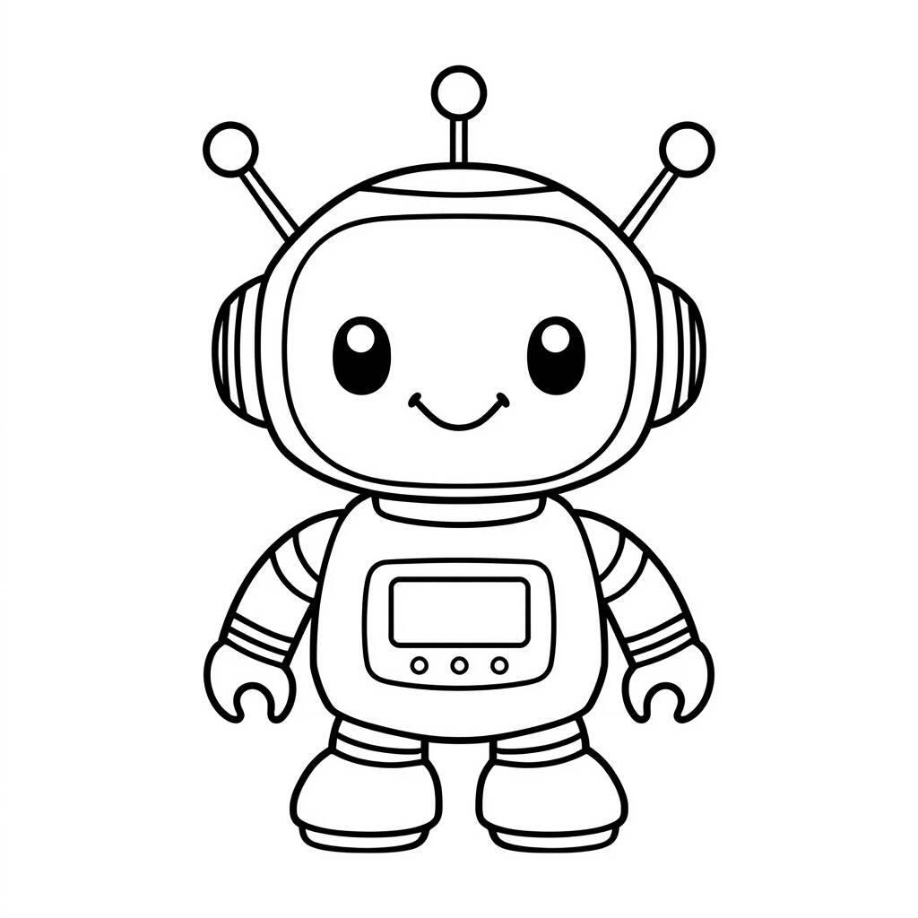 Desenho Kawaii de Robô para Colorir
