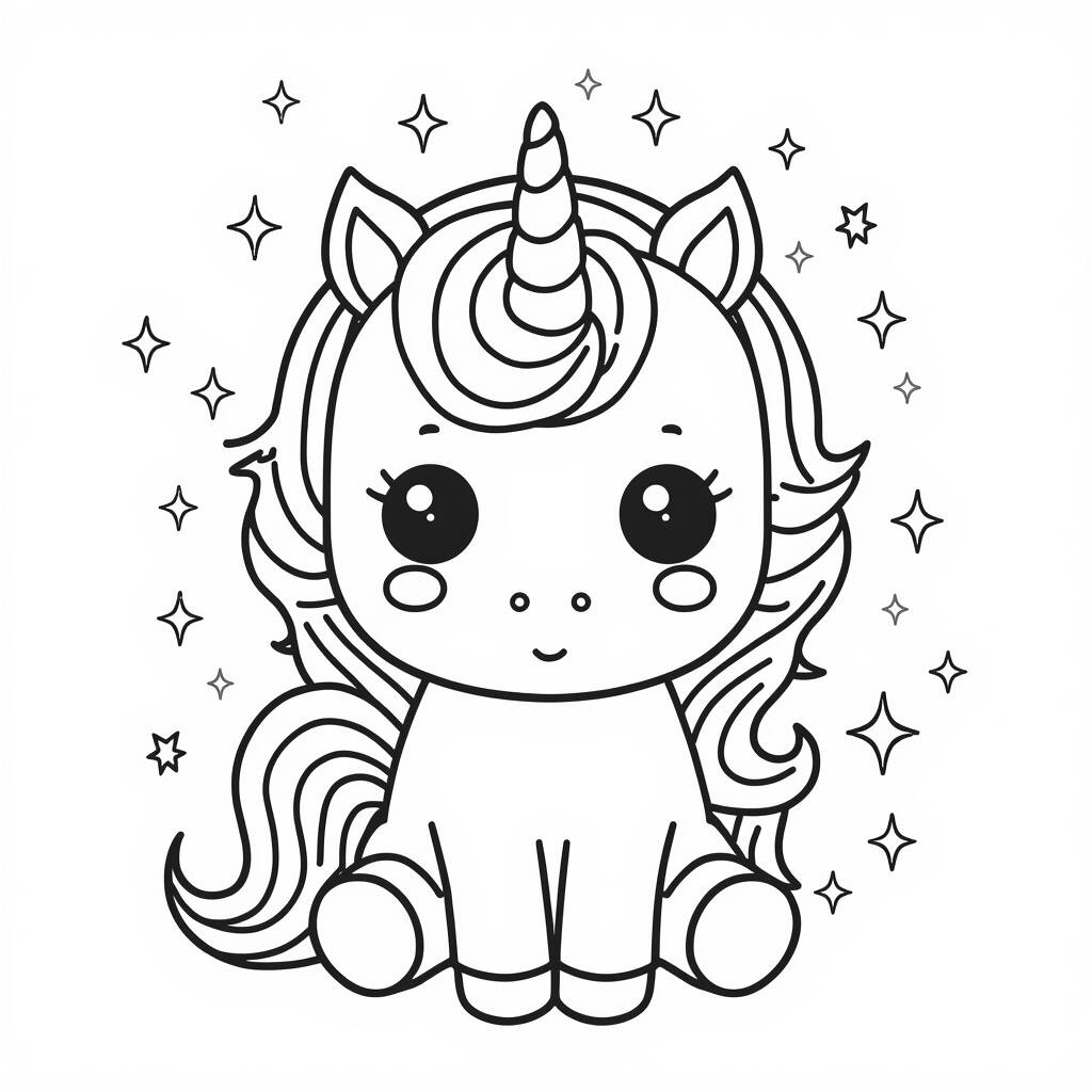 Página Para Colorear Unicornio Kawaii