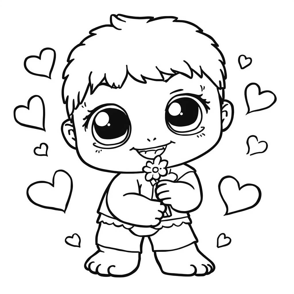 Dibujo para colorear de Hulk Kawaii