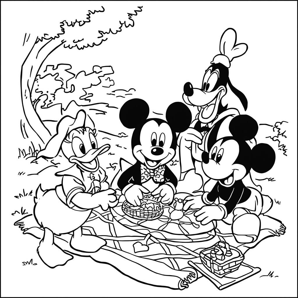 Desenho Mickey Mouse com Amigos para Colorir