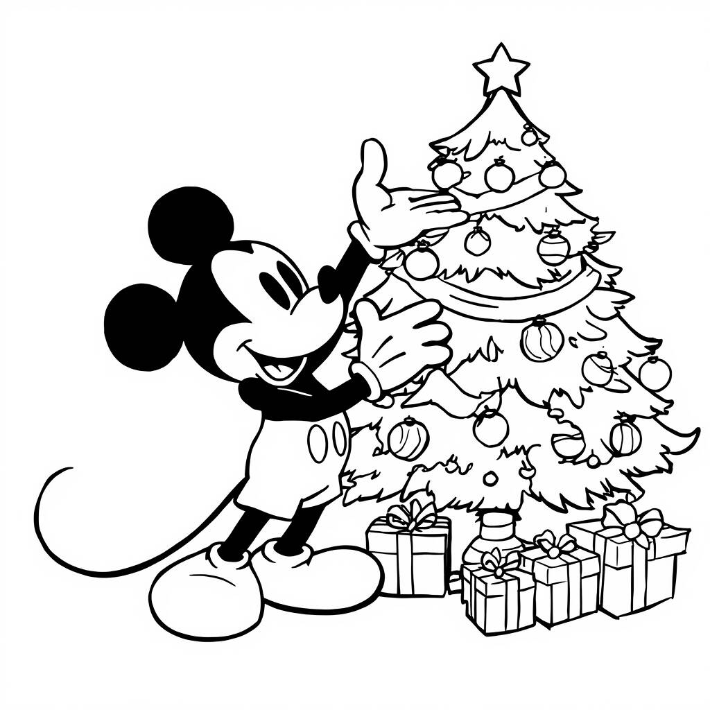Desenho Mickey Mouse e Natal para Colorir