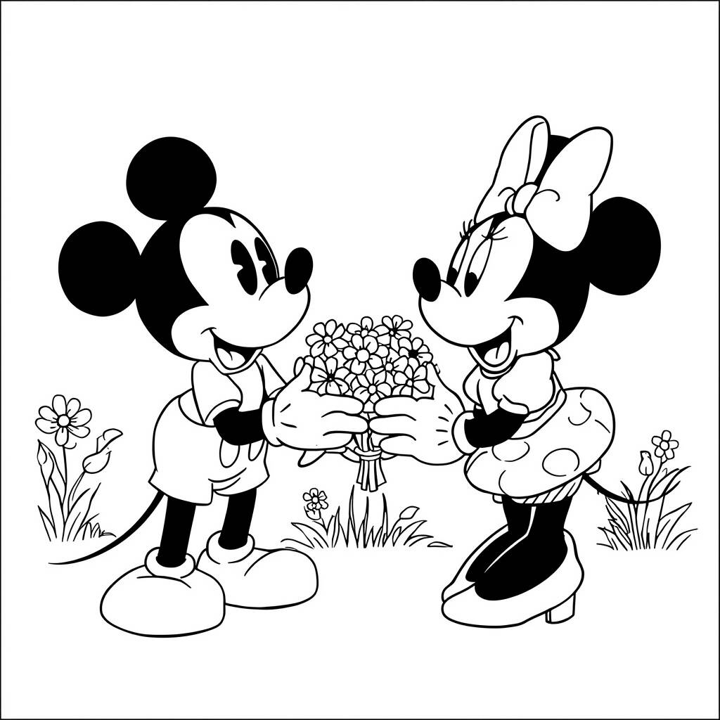 Desenho Mickey Mouse e o Dia das Mães para Colorir