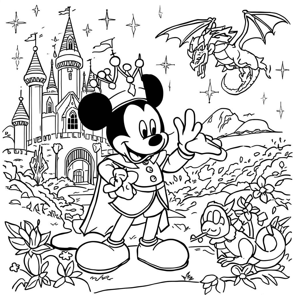 Desenho Mickey Mouse e os Contos de Fadas para Colorir