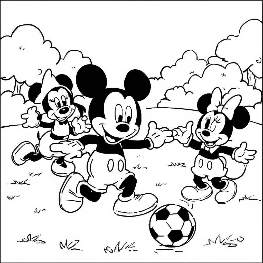 Desenho Mickey Mouse e os Esportes para Colorir