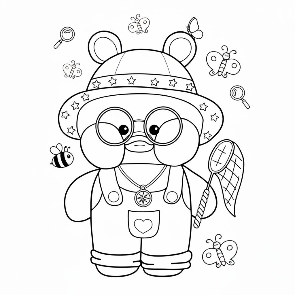 Desenho Paper Duck com animais e insetos para colorir (Imprimir)