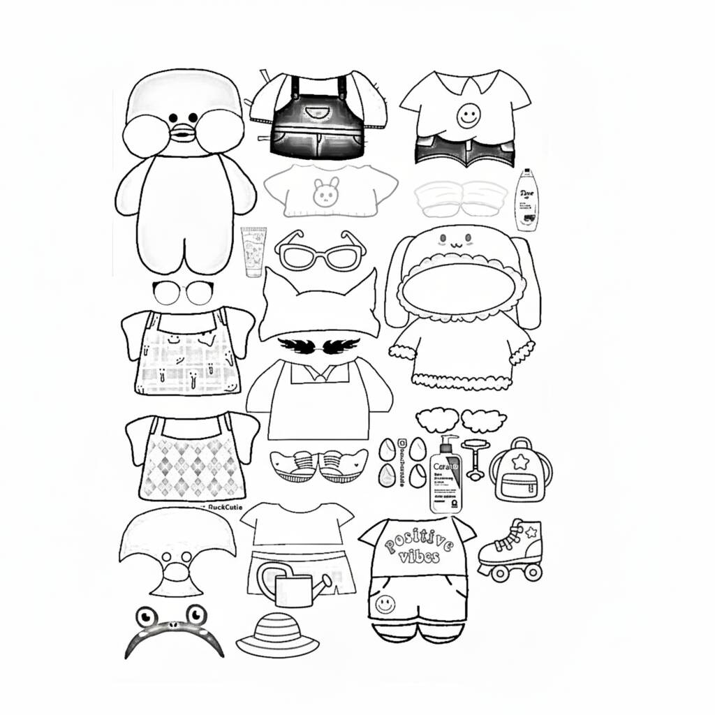 Desenho Paper Duck com roupas divertidas para colorir (Imprimir)