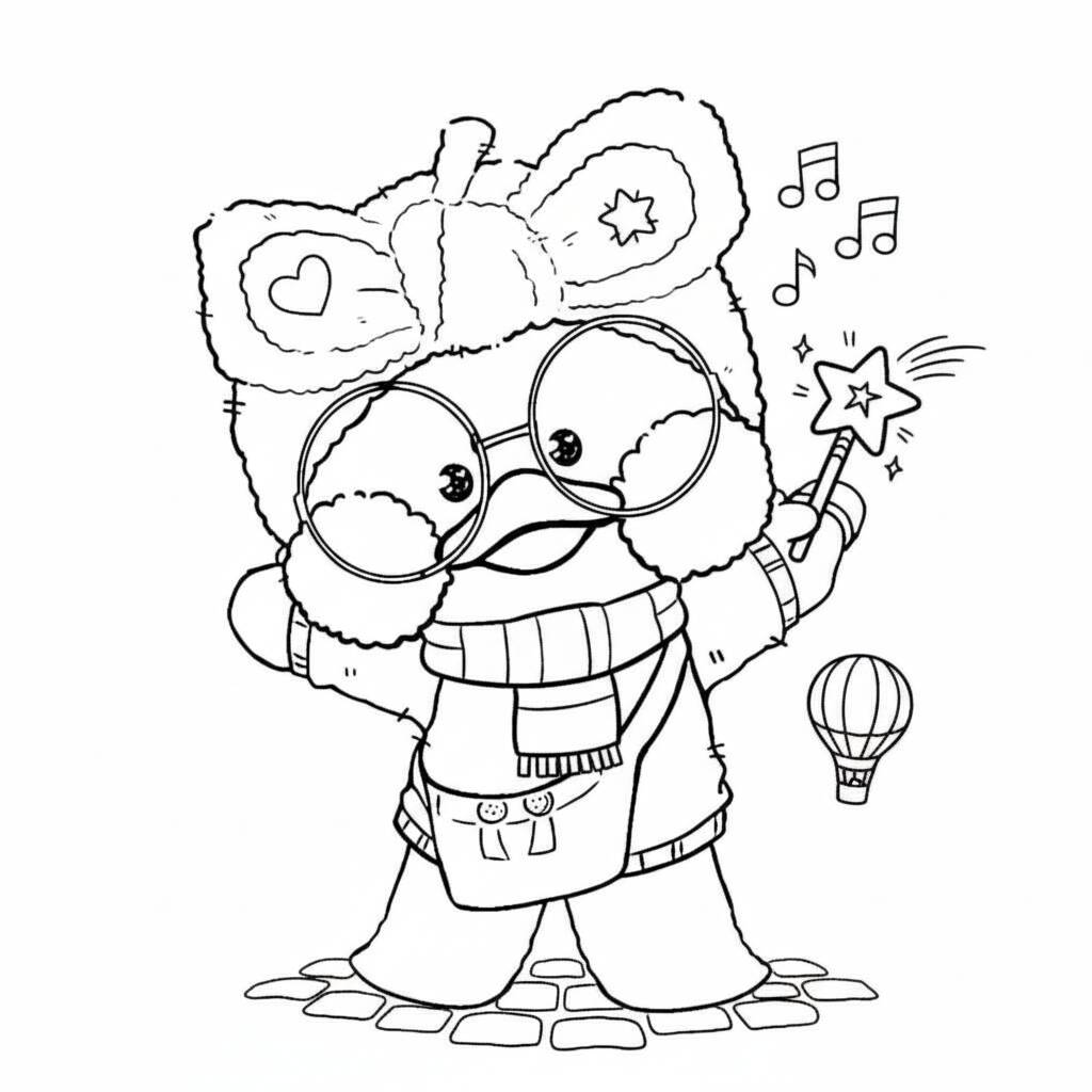 Desenho Paper Duck divertido com acessórios para colorir (Imprimir)