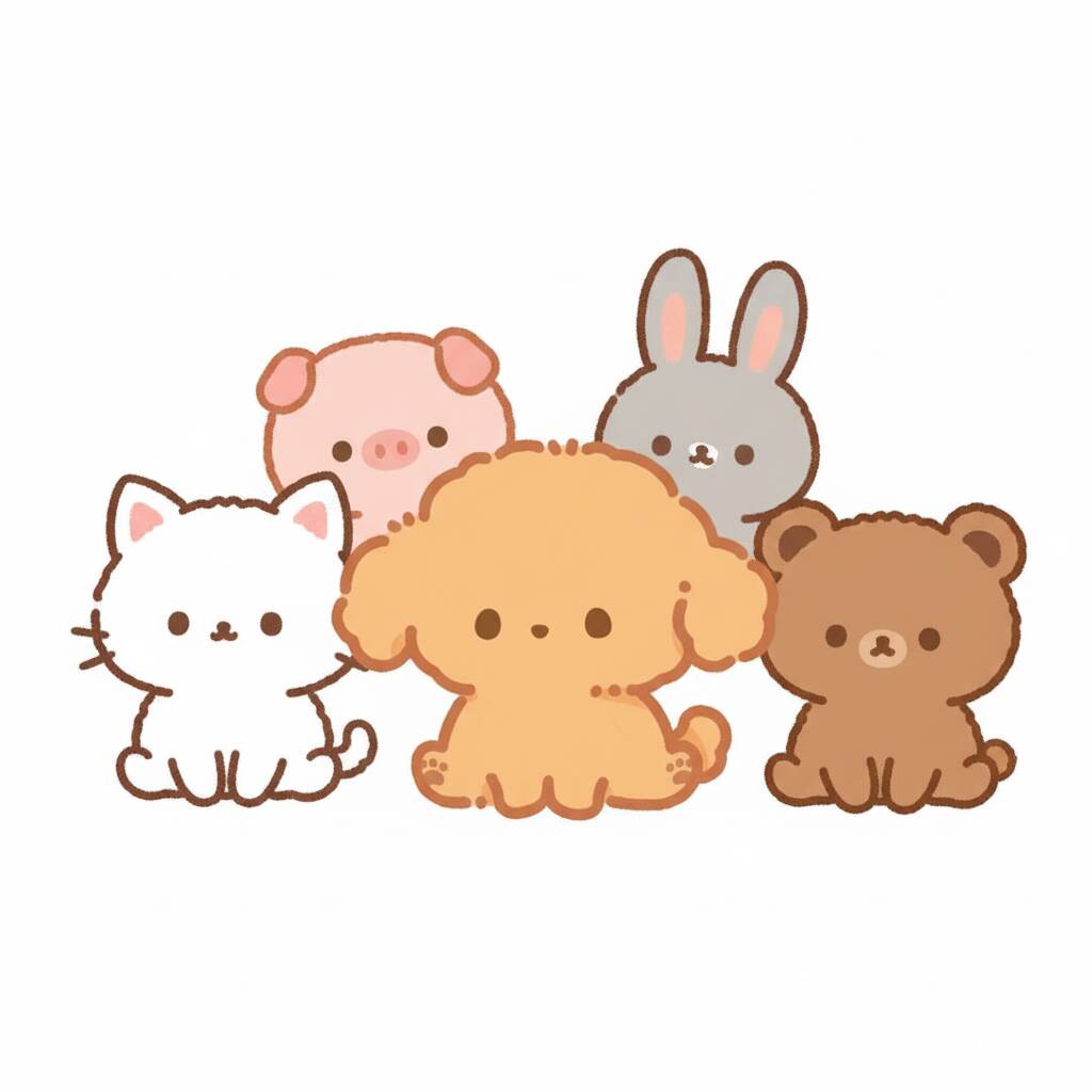 Página para colorear de adorables y lindas mascotas