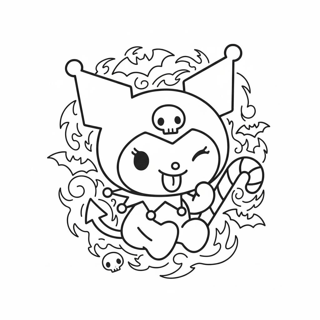 Desenho da Kuromi com Pirulito para colorir