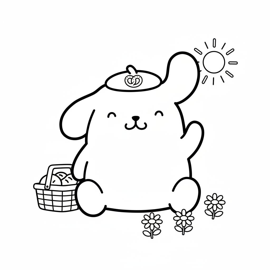 Desenho da Kuromi com coelhinho para colorir