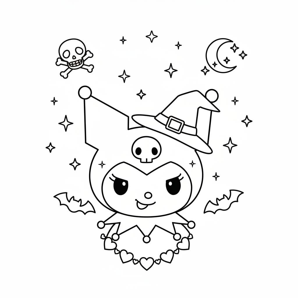 Desenho da Kuromi de Halloween para colorir