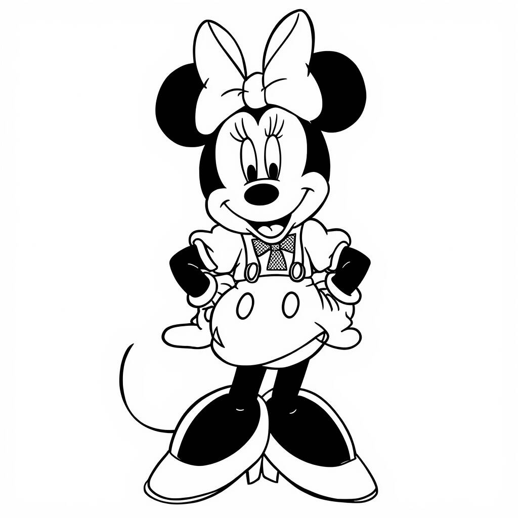 Desenho da Minnie Mouse com Estilo Vintage para Colorir