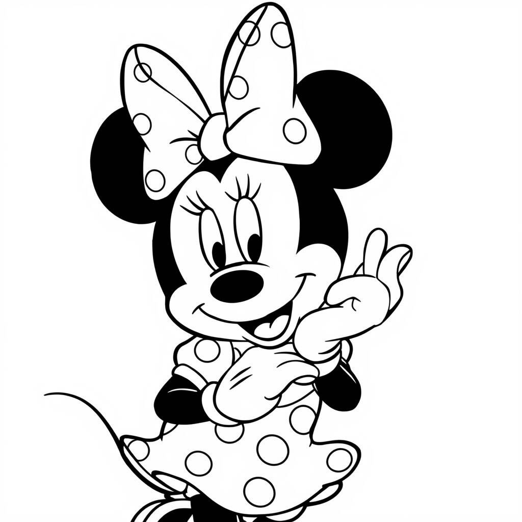 Desenho da Minnie Mouse com Laço para Colorir