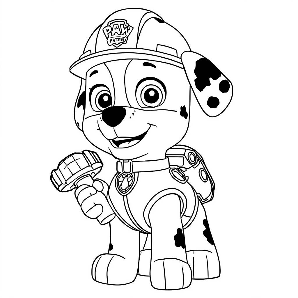 Desenho da Patrulha Canina Rubble para Colorir