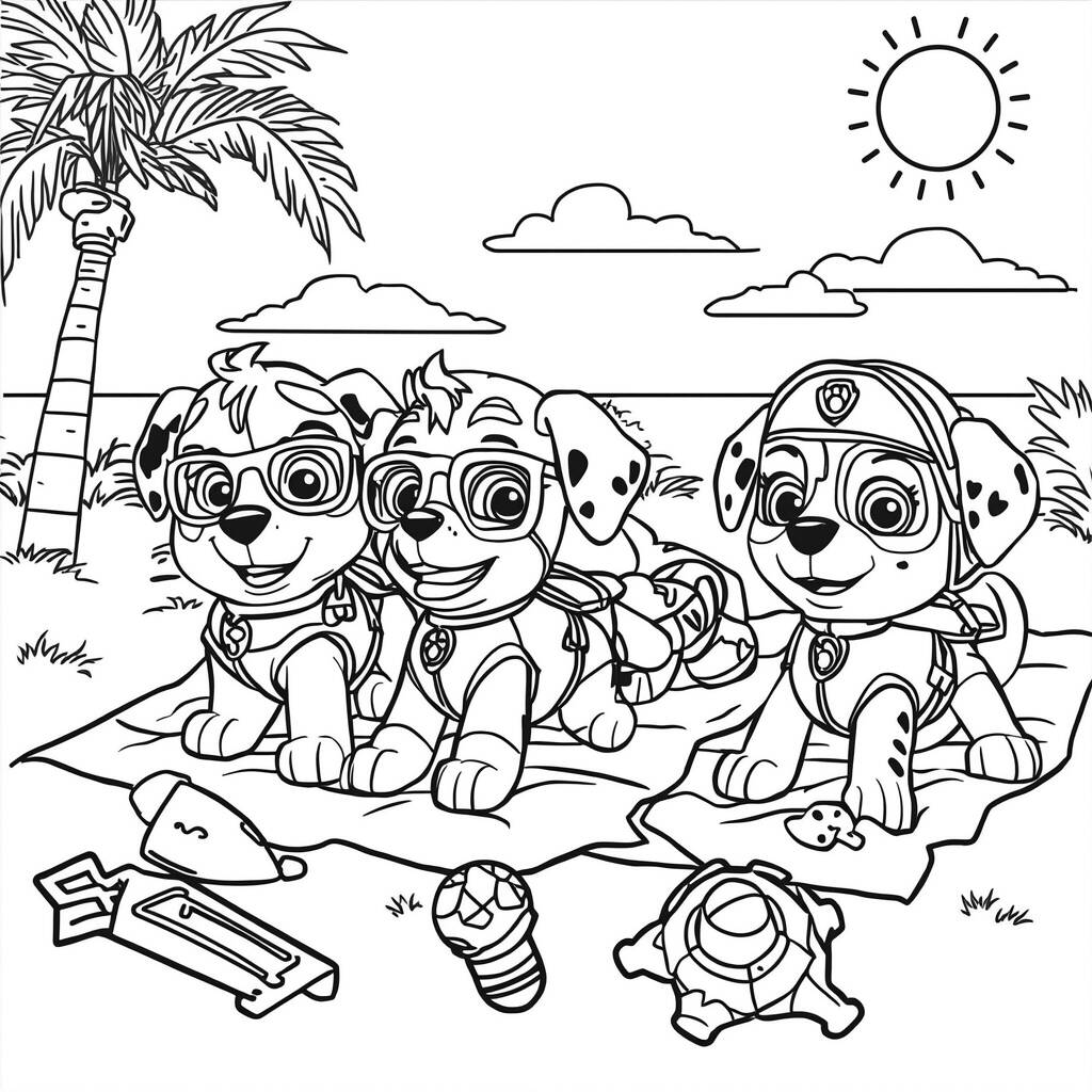 Desenho da Patrulha Canina em um Dia de Sol para Colorir