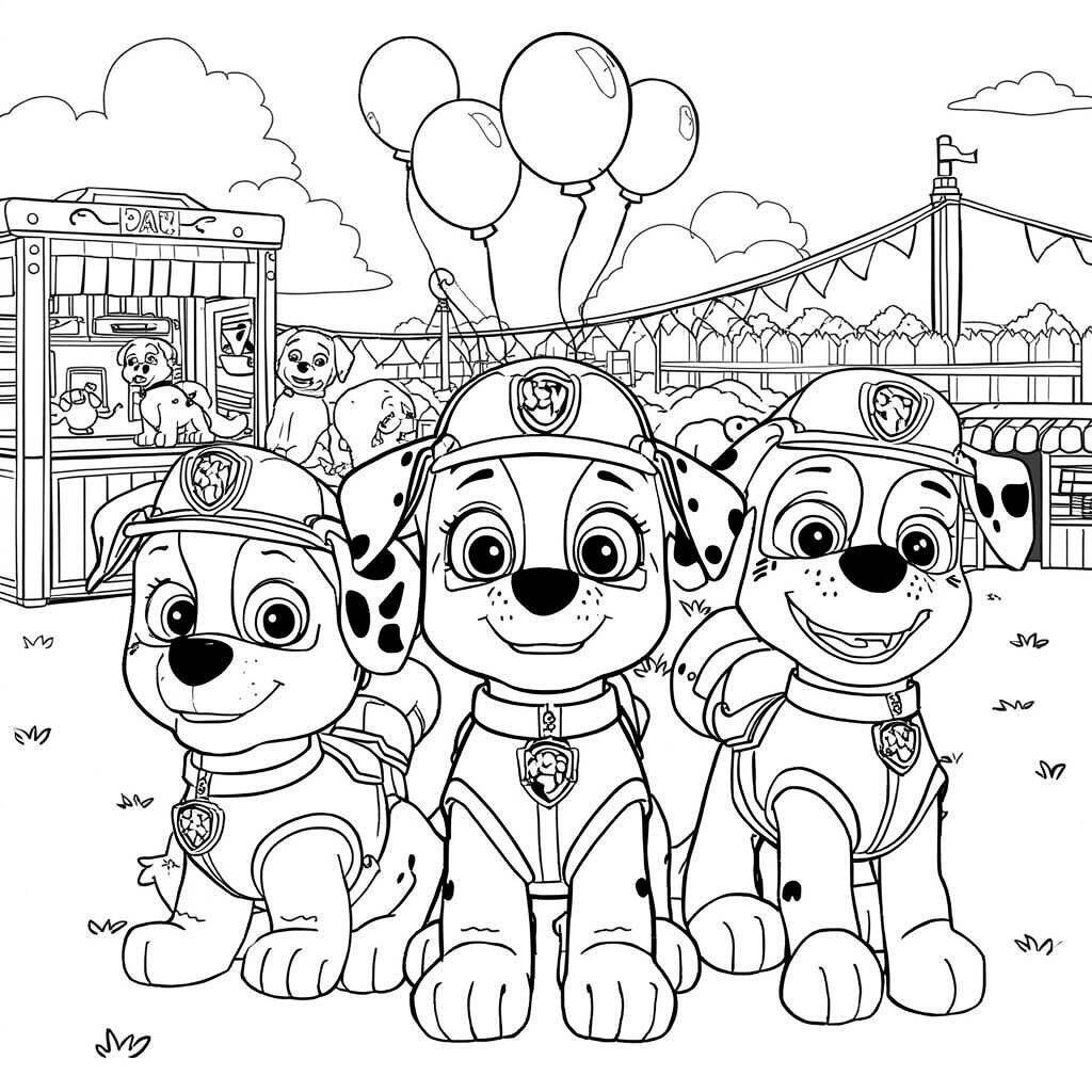 Desenho da Patrulha Canina em um Festival para Colorir
