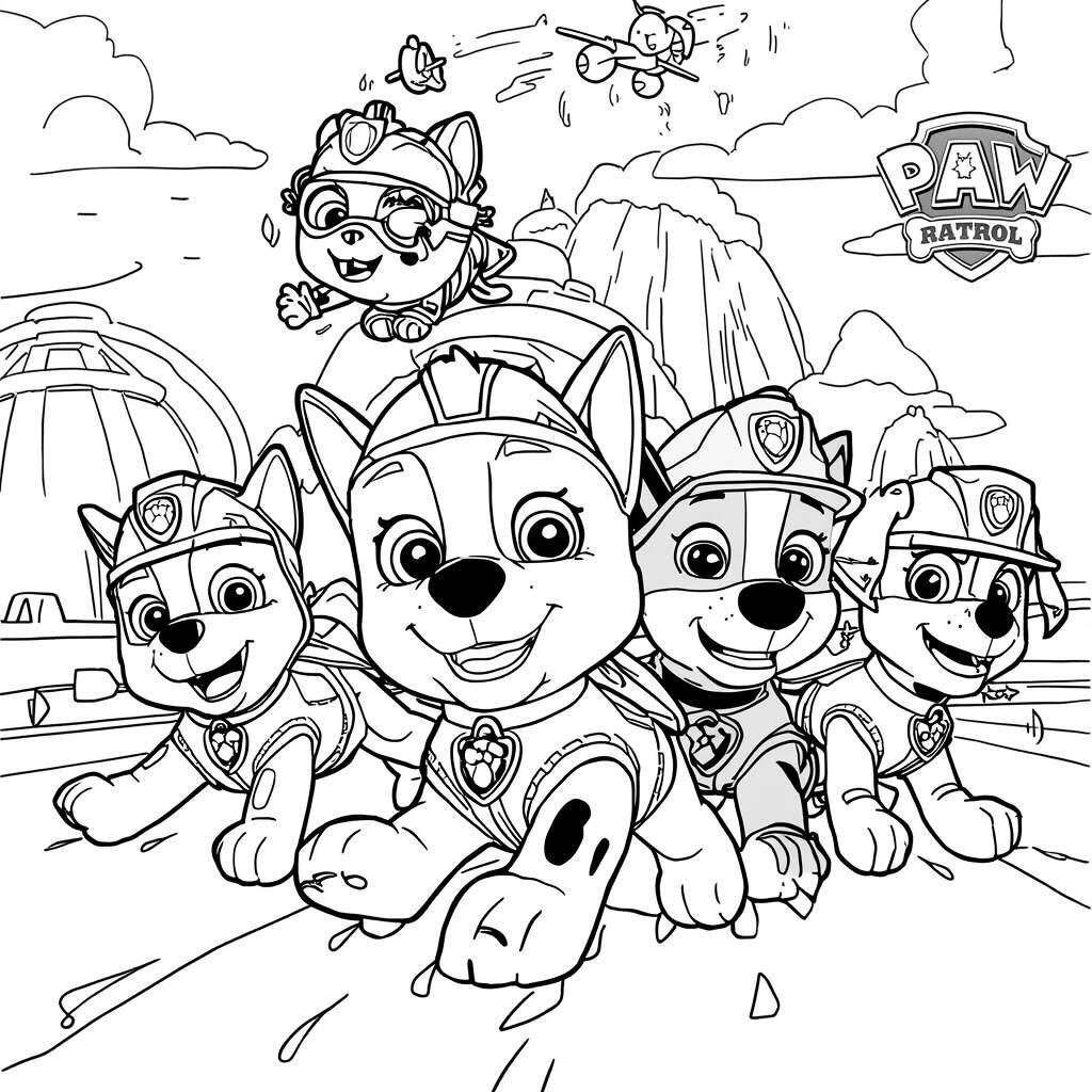 Desenho da Patrulha Canina em um Resgate para Colorir