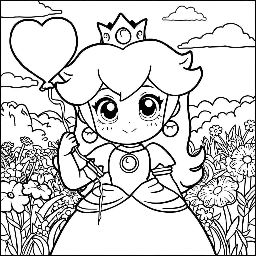 Desenho da Princesa Peach Kawaii para Colorir