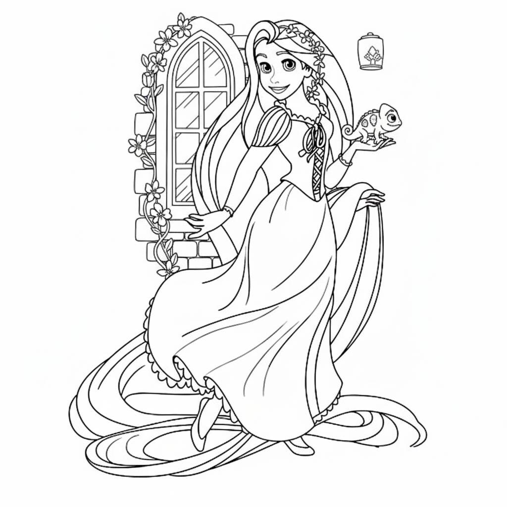 Desenho da Princesa Rapunzel para colorir