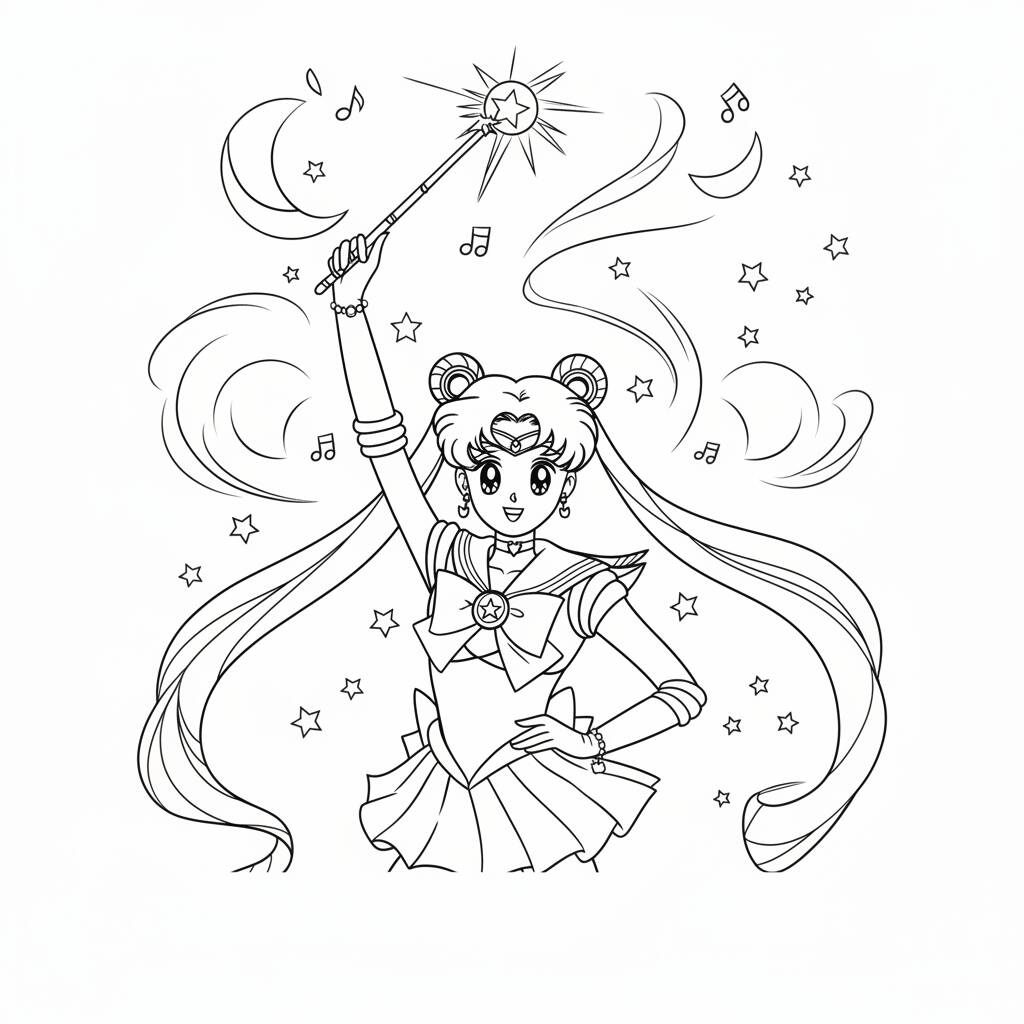 Desenho de Anime da Sailor Moon para colorir