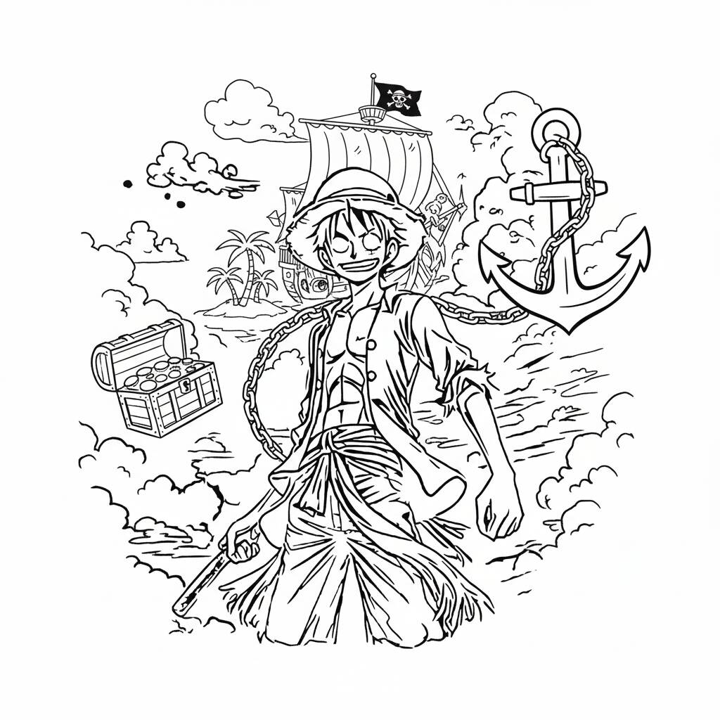 Desenho de Anime do Luffy para colorir