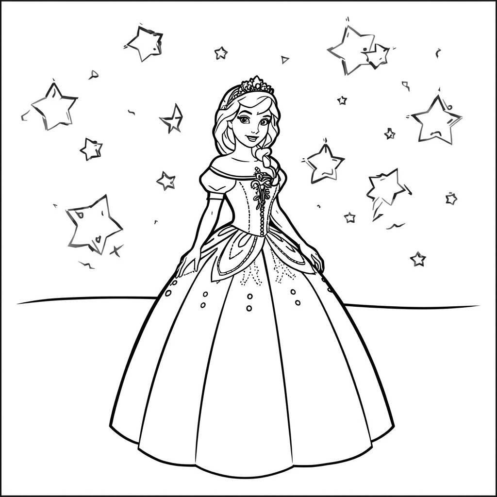 Desenho de Anna com seu vestido de festa para Colorir