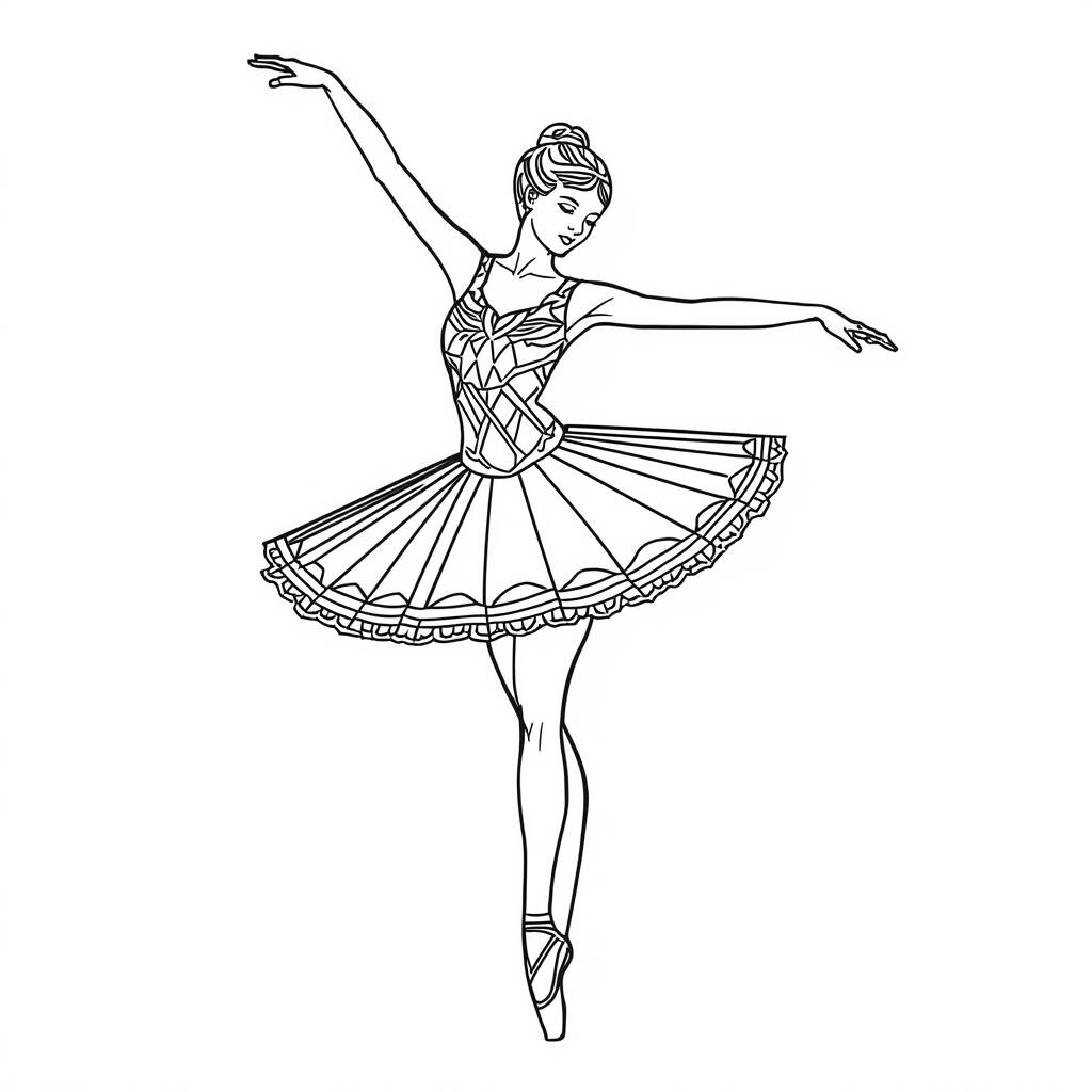 Desenho de Bailarina em Estilo Art Deco para Colorir